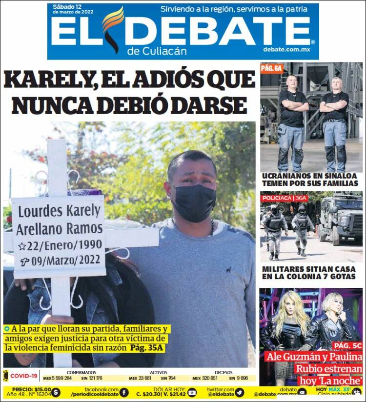 Portada de El Debate de Culiacán (Mexico)