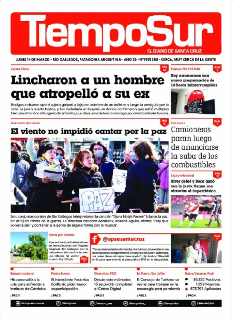 Portada de Tiempo Sur (Argentina)