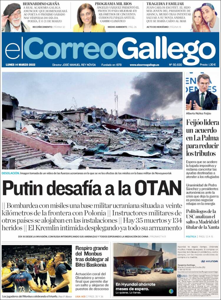 Portada de El Correo Gallego (España)