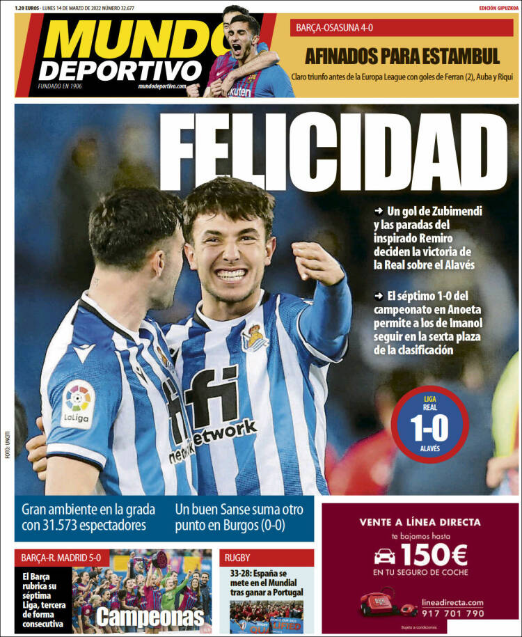 Portada de Mundo Deportivo Gipuzkoa (Espa&ntilde;a)