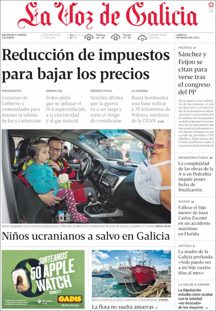 Portada de La Voz de Galicia (Espa&ntilde;a)