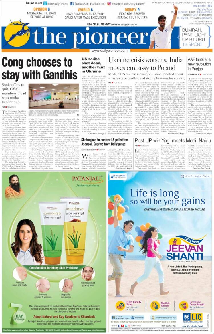 Portada de The Pioneer (India)