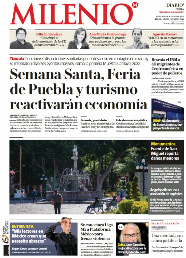 Portada de Milenio de Puebla (México)