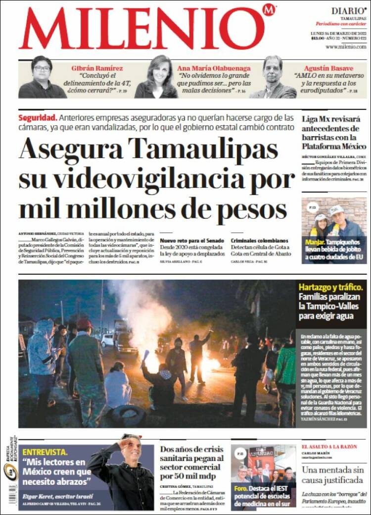 Portada de Milenio - Tamaulipas (México)