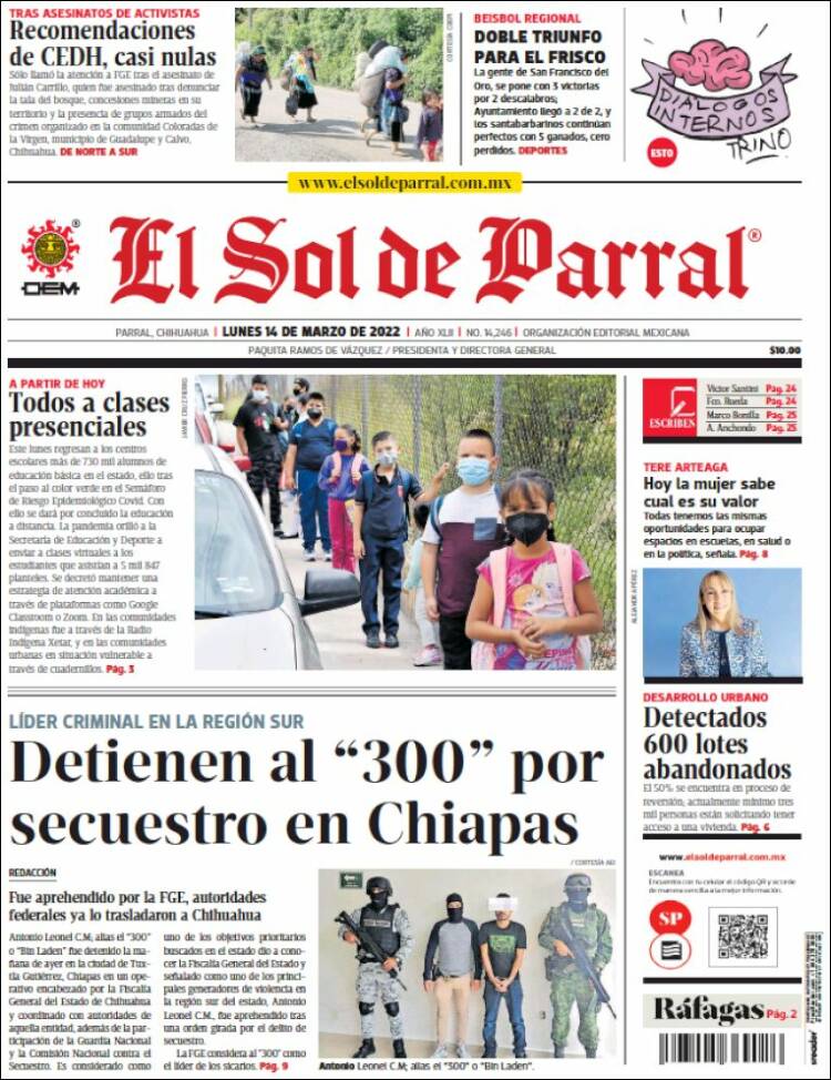 Portada de El Sol de Parral (México)