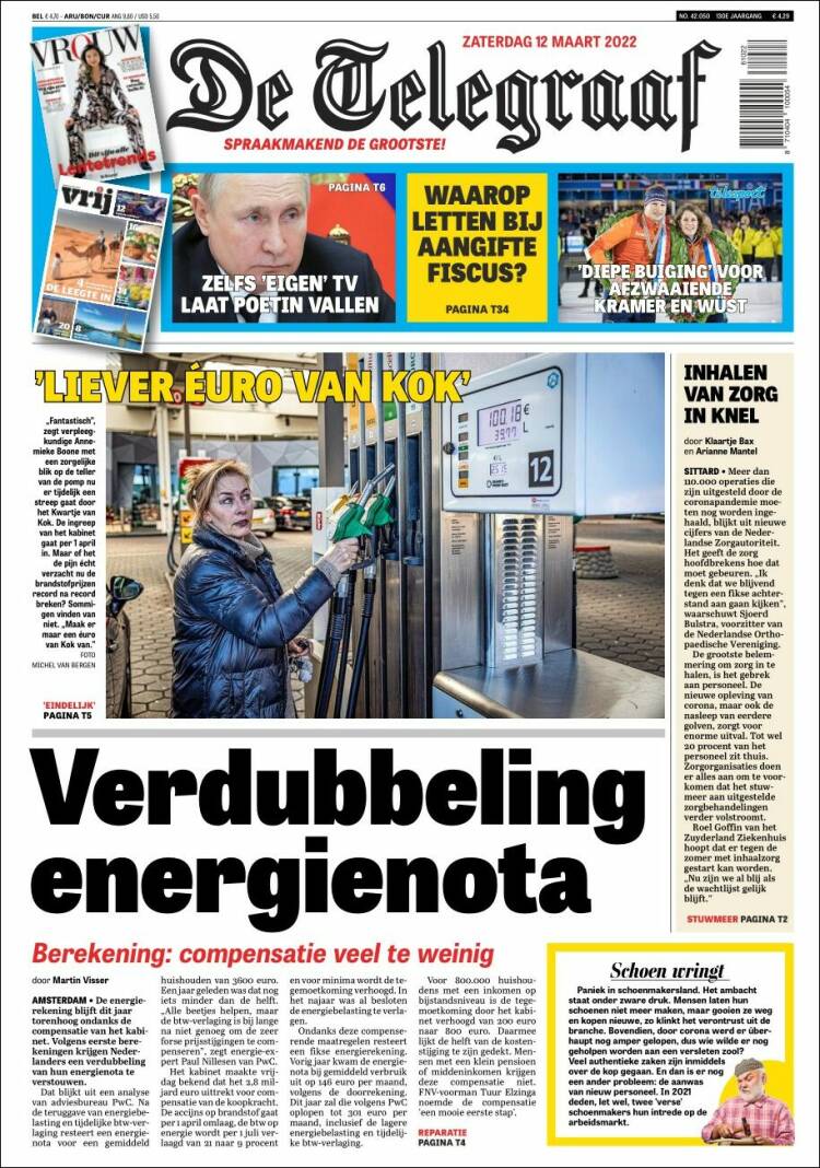 Portada de De Telegraaf (Pa&iacute;ses Bajos)