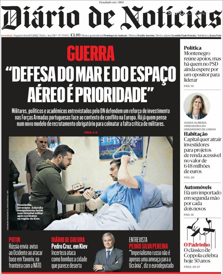 Portada de Diário de Noticias (Portugal)