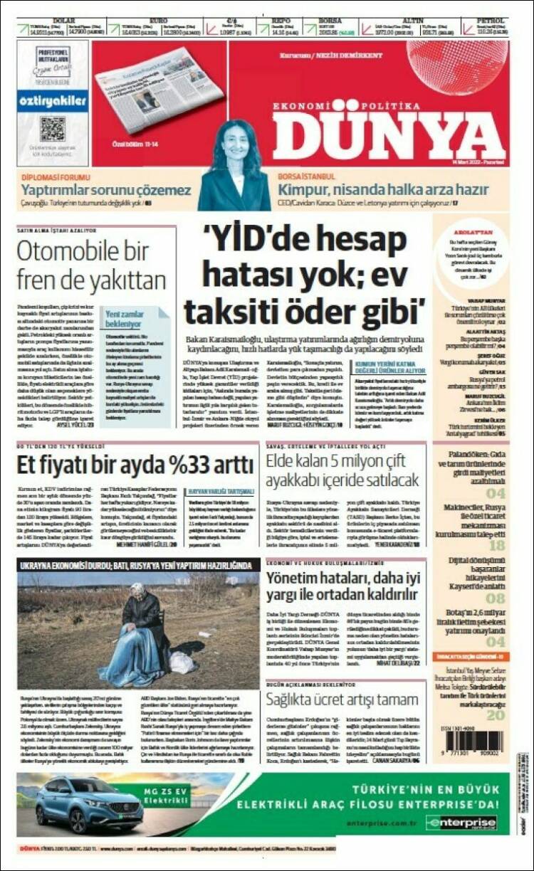 Portada de Dünya (Turqu&iacute;a)