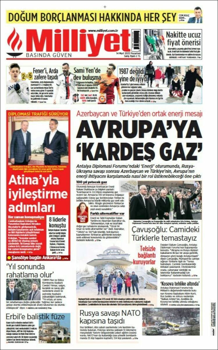 Portada de Milliyet (Turqu&iacute;a)