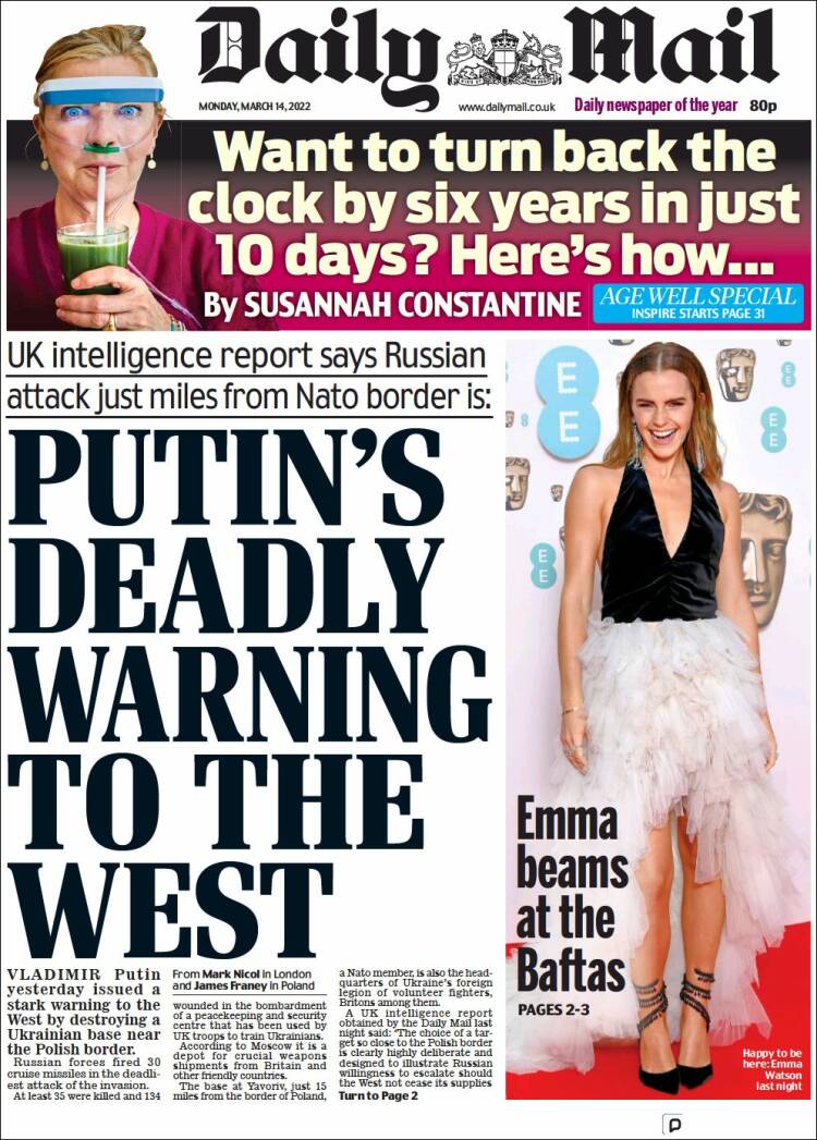 Portada de Daily Mail (Reino Unido)