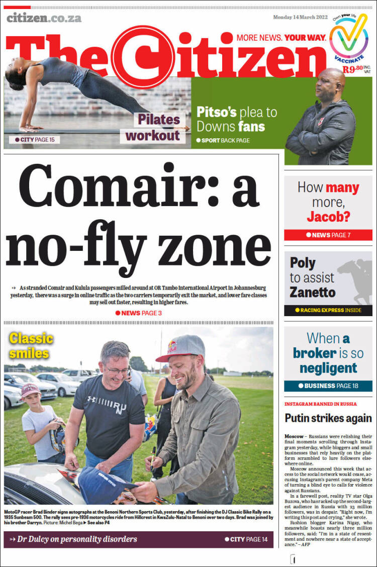 Portada de The Citizen (Sud&aacute;frica)