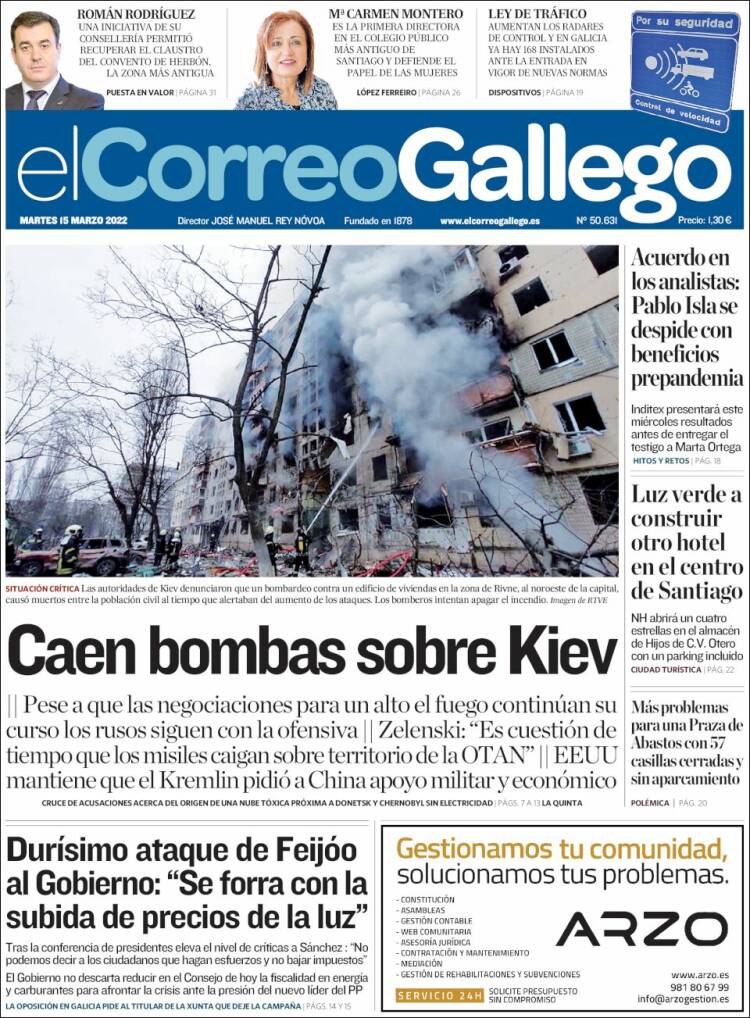 Portada de El Correo Gallego (España)