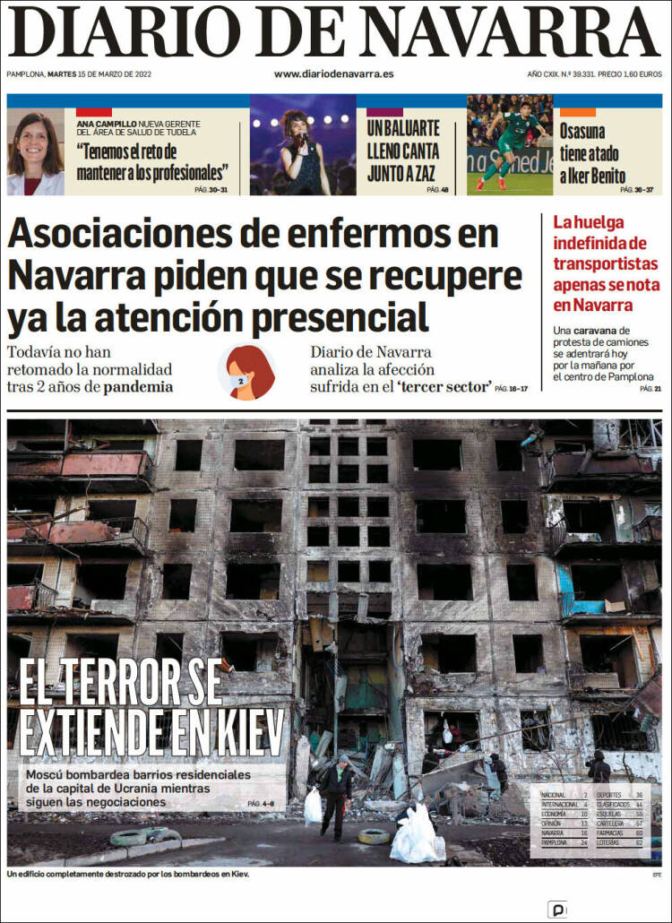 Portada de Diario de Navarra (España)