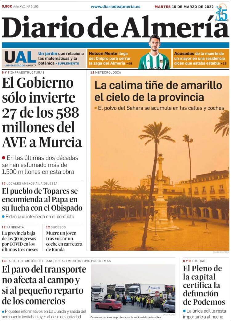 Portada de Diario de Almería (España)