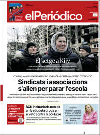 Portada de El Periódico de Catalunya (España)