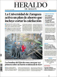 Portada de Heraldo de Aragón (España)