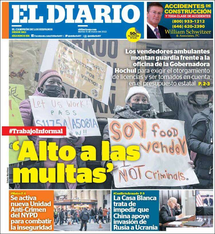 Portada de El Diario NY (USA)