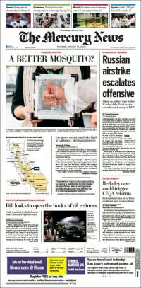 Portada de San Jose Mercury News (USA)