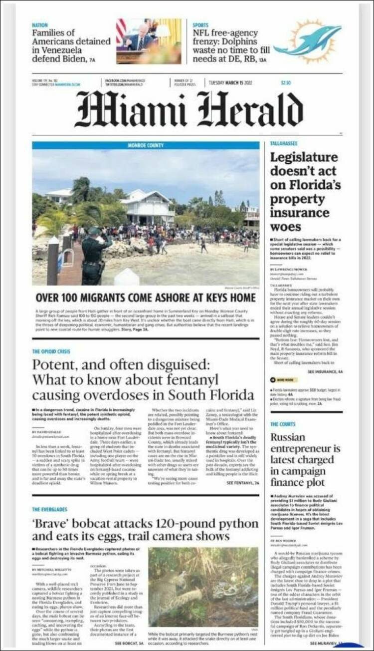 Portada de Miami Herald (USA)