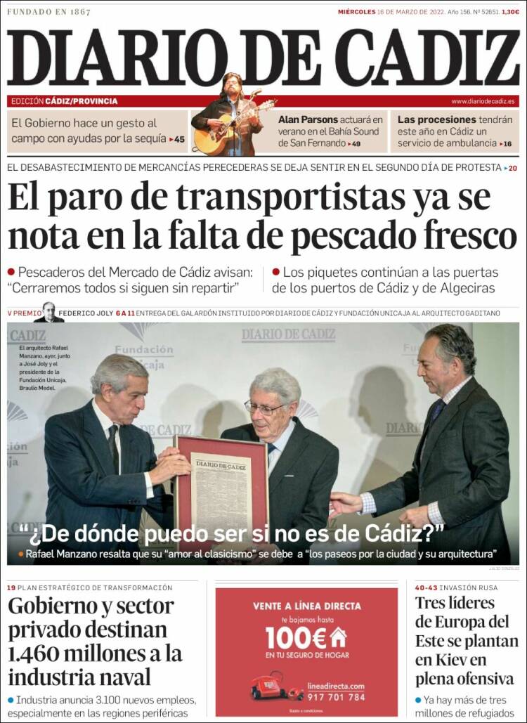 Portada de Diario de Cádiz (Espagne)