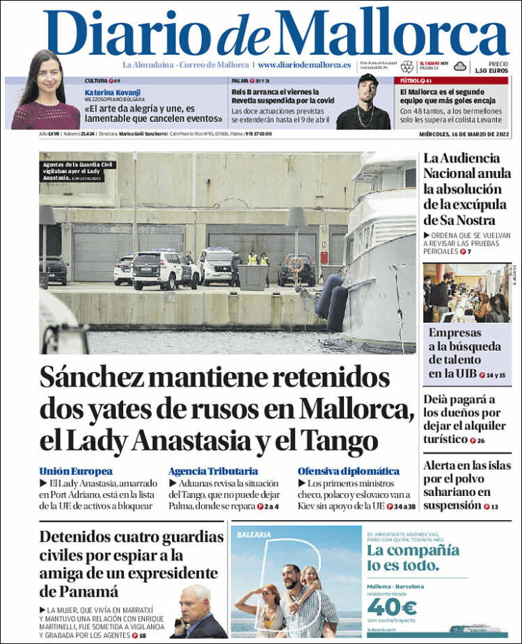 Portada de Diario de Mallorca (Espa&ntilde;a)