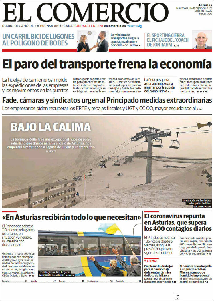 Portada de El Comercio (Espa&ntilde;a)