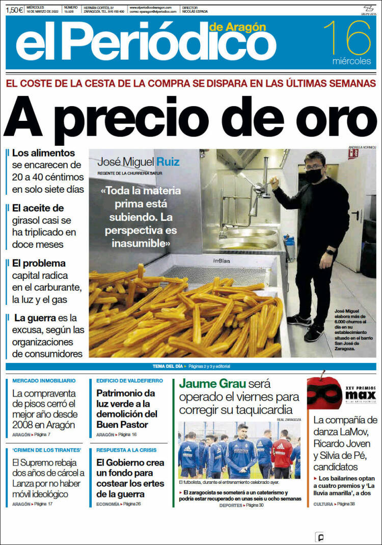 Portada de El Periódico de Aragón (Espa&ntilde;a)