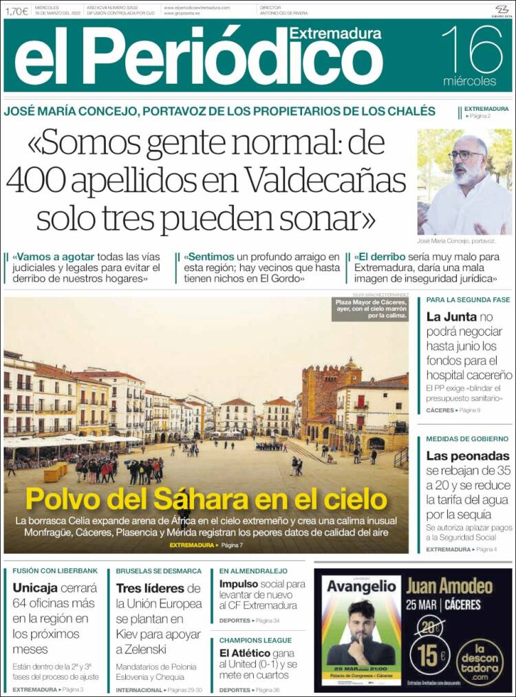 Portada de El Periódico de Extremadura (Espa&ntilde;a)