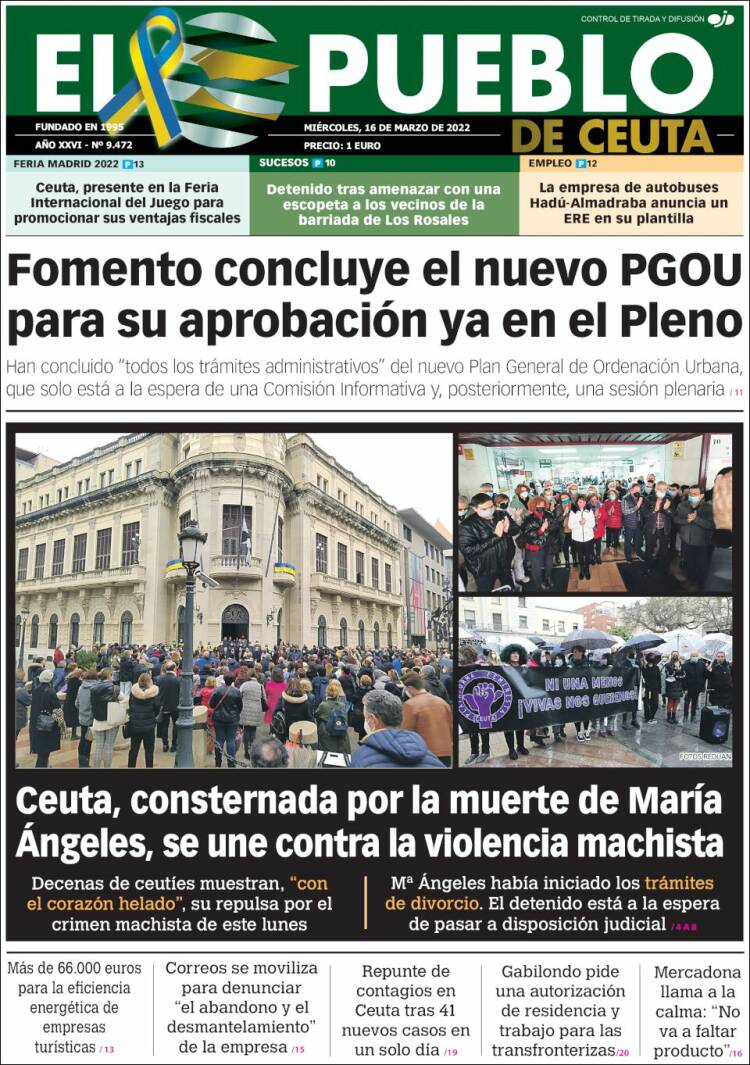 Portada de El Pueblo de Ceuta (Espa&ntilde;a)