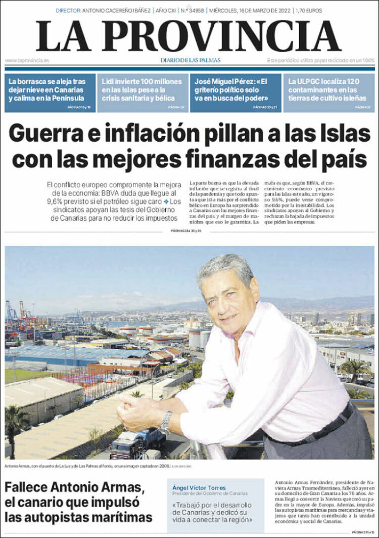 Portada de La Provincia (Espa&ntilde;a)