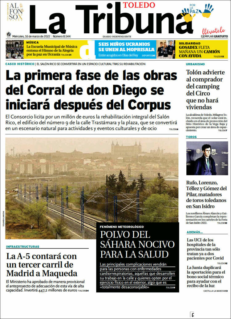Portada de La Tribuna de Toledo (Espa&ntilde;a)