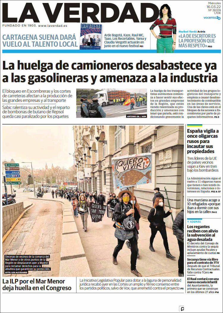 Portada de La Verdad de Murcia (Espa&ntilde;a)