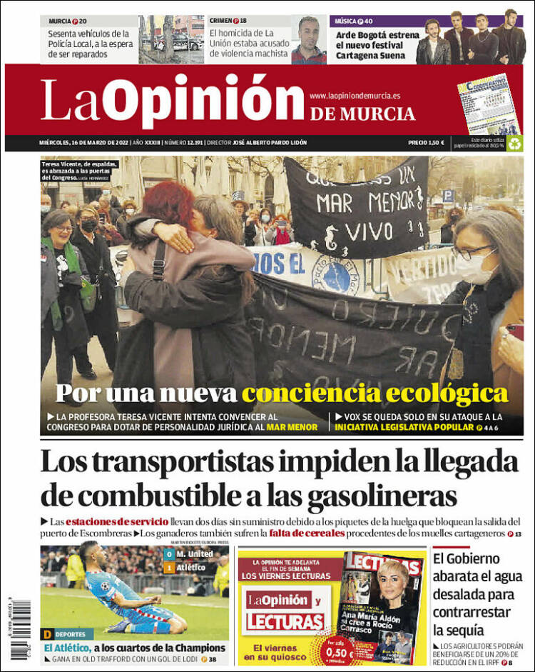 Portada de La Opinión de Murcia (Espa&ntilde;a)