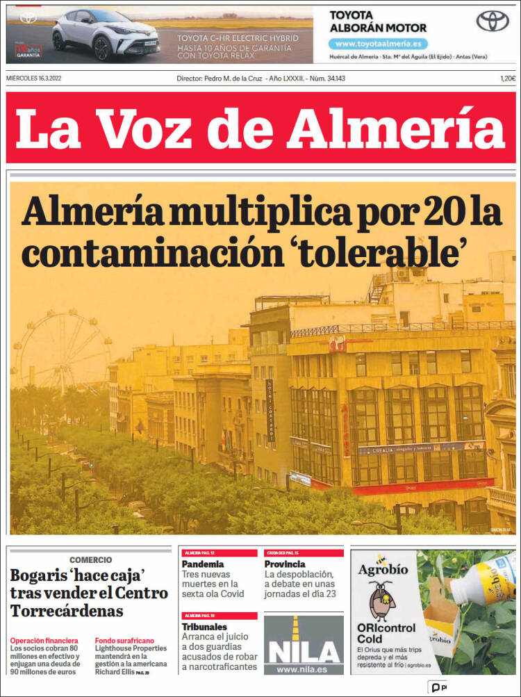 Portada de La Voz de Almería (España)