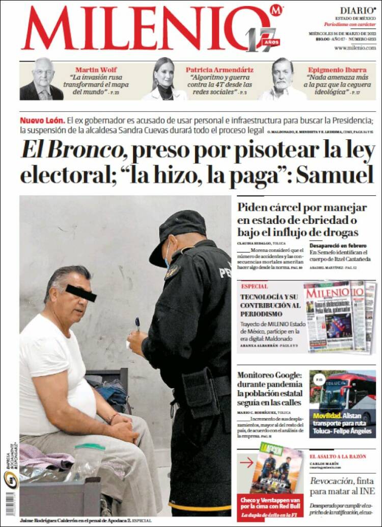 Portada de Milenio - Estado de México (Mexico)