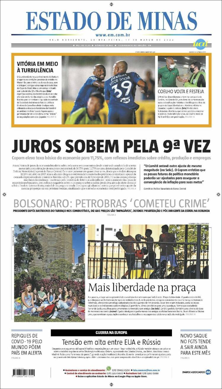 Portada de Jornal Estado de Minas (Brasil)