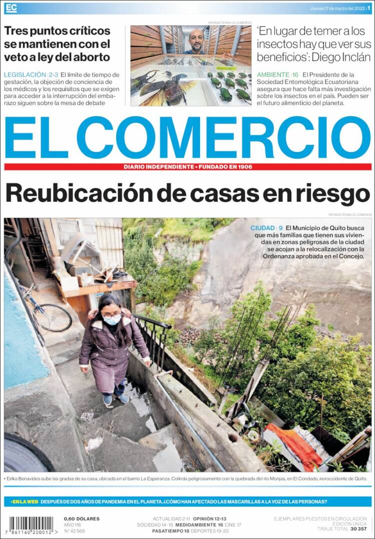 Portada de El Comercio (Ecuador)