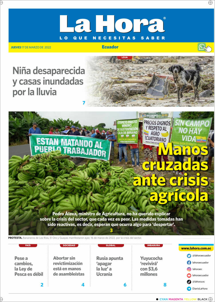 Portada de La Hora - Ecuador (Ecuador)