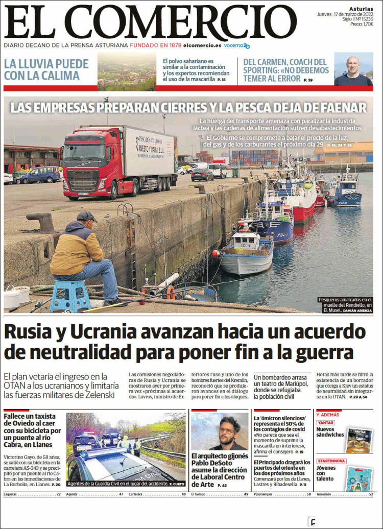 Portada de El Comercio (España)