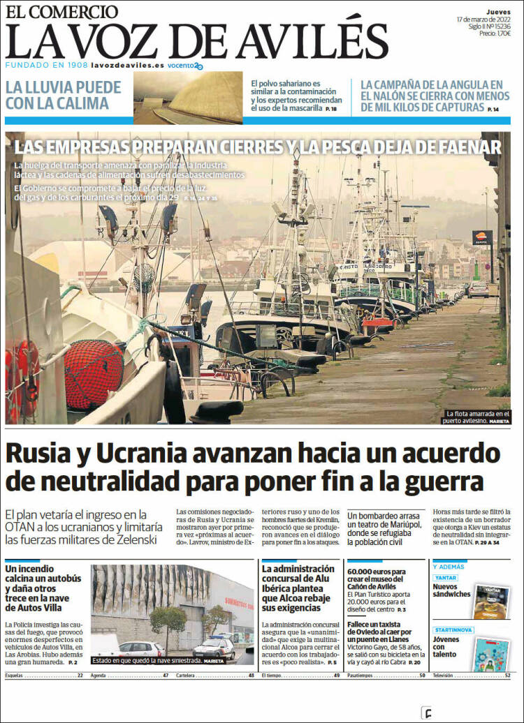 Portada de El Comercio - Avilés (España)