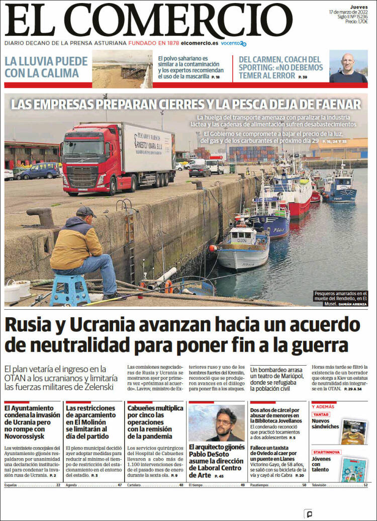 Portada de El Comercio - Gijón (España)
