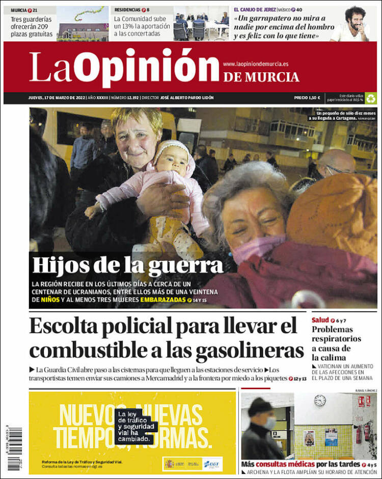 Portada de La Opinión de Murcia (España)