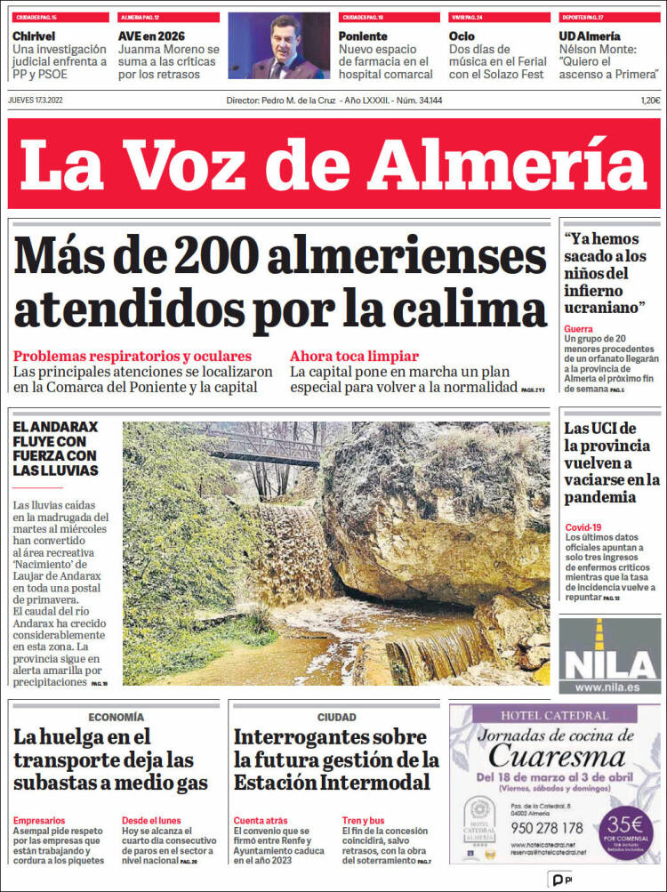 Portada de La Voz de Almería (España)