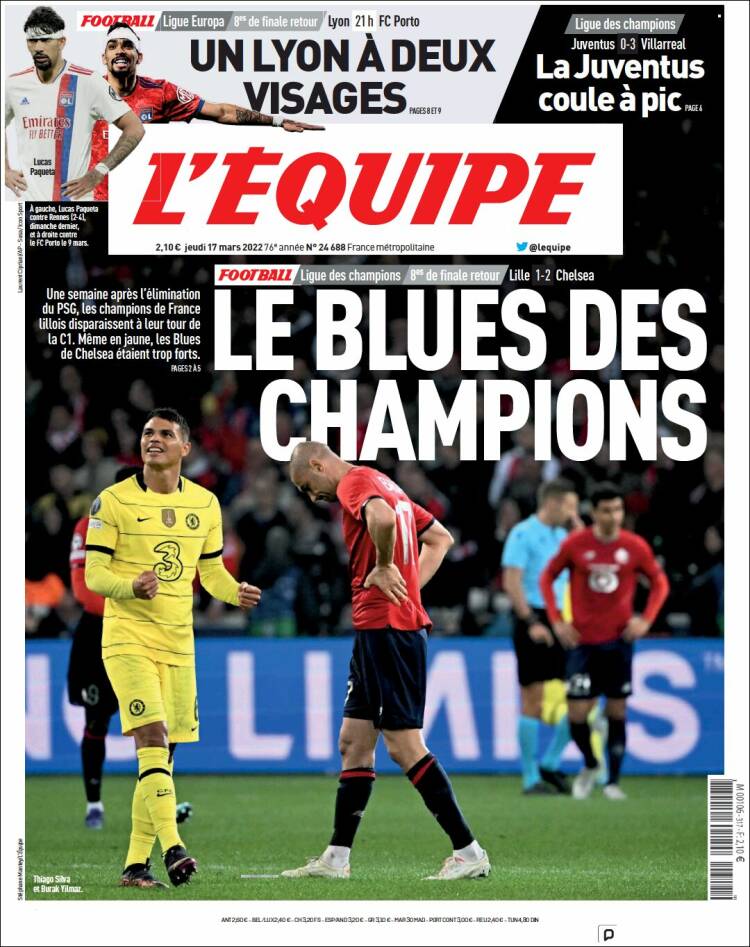 Portada de L'Equipe (Francia)