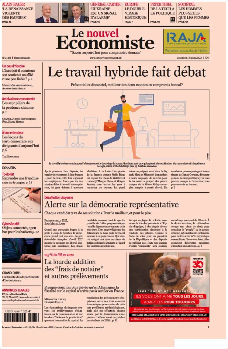 Portada de Le nouvel Economiste (Francia)