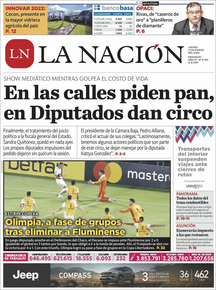 Portada de La Nación (Paraguay)
