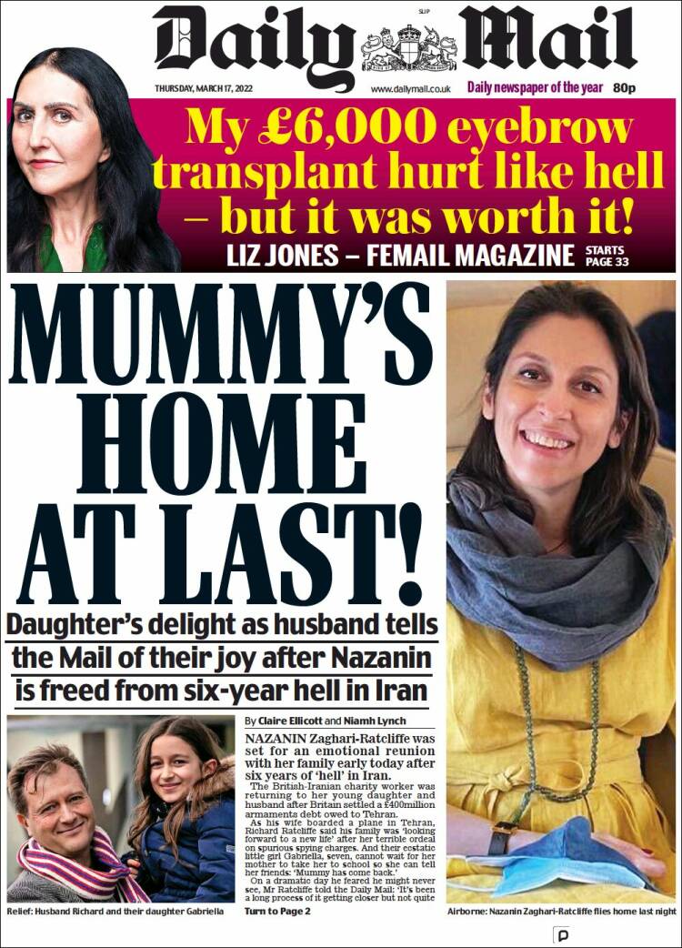 Portada de Daily Mail (Reino Unido)