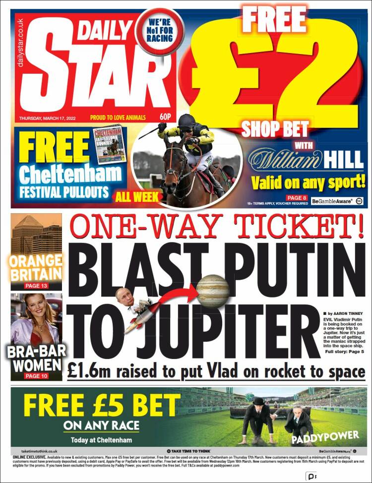 Portada de Daily Star (Reino Unido)