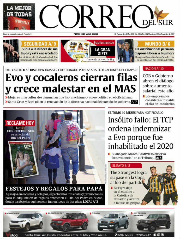 Portada de Correo Sur (Bolivie)