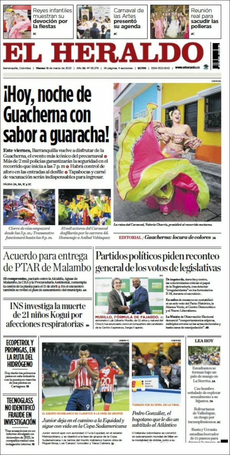Portada de El Heraldo (Colombia)